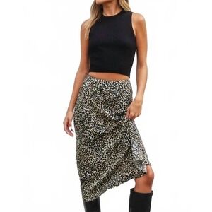 Dress Forum Leopard Print Midi Skirt High Waisted Side Slit Animal‎ Print Small
